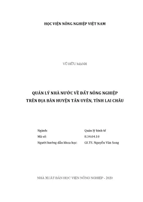 Quản lý nhà nước về đất nông nghiệp trên địa b àn huyện tân uyên tỉnh lai châu
