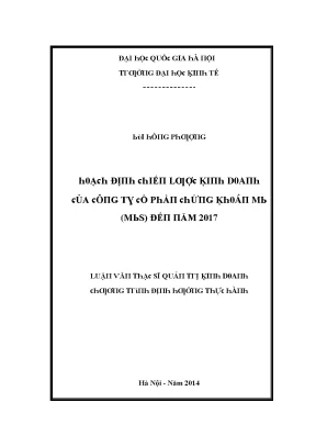 Luận văn hoạch định chiến lược kinh doanh của công ty cổ phần chứng khoán mb mbs đến năm 2017