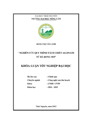 Luận văn nghiên cứu quy trình tách chiết alginate từ bã rong mơ