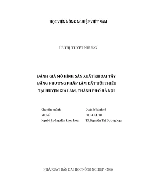 Luận văn đánh giá mô hình sản xuất khoai tây bằng phương pháp làm đất tối thiểu tại huyện gia lâm thành phố hà nội