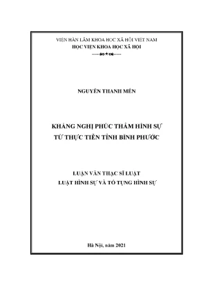 Luận văn kháng nghị phúc thẩm hình sự từ thực tiễn tỉnh bình phước