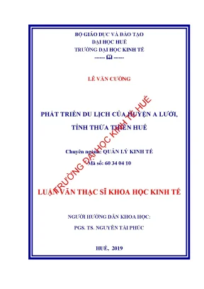 Luận văn phát triển du lịch huyện a lưới tỉnh thừa thiên huế