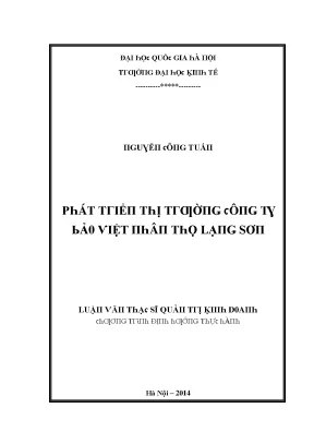 Luận văn phát triển thị trường công ty bảo việt nhân thọ lạng sơn