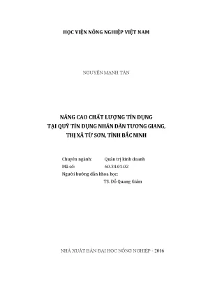 Luận văn nâng cao chất lượng tín dụng tại quỹ tín dụng nhân dân tương giang thị xã từ sơn tỉnh bắc ninh