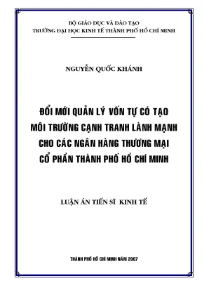 Luận văn đổi mới quản lý vốn tự có tạo môi trường cạnh tranh lành mạnh cho các ngân hàng thương mại cổ phần thành phố hồ chí minh