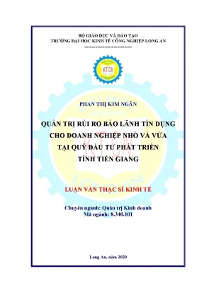 Luận văn quản trị rủi ro bảo lãnh tín dụng cho doanh nghiệp nhỏ và vừa tại quỹ đầu tư phát triển tỉnh tiền giang