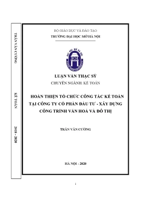 Hoàn thiện tổ chức công tác kế toán tại công ty cổ phần đầu tư xây dựng công trình văn hóa và đô thị