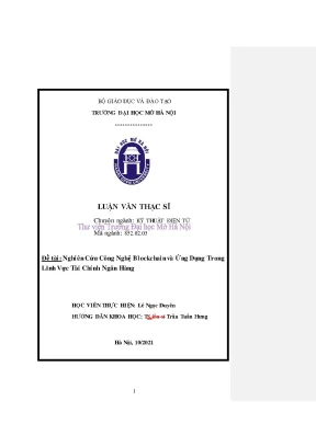 Nghiên cứu công nghệ blockchain và ứng dụng trong lĩnh vực tài chính ngân hàng