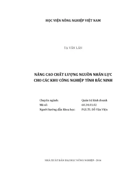 Luận văn nâng cao chất lượng nguồn nhân lực cho các khu công nghiệp tỉnh bắc ninh