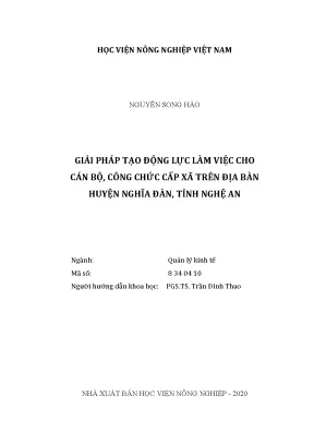 Giải pháp tạo động lực làm việc cho cán bộ công chức cấp xã trên địa bàn huyện nghĩa đàn tỉnh nghệ an