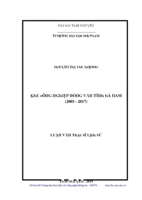 Luận văn khu công nghiệp đồng văn tỉnh hà nam 2003 2017