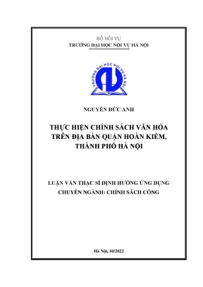 Thực hiện chính sách văn hóa tại quận hoàn kiếm thành phố hà nội