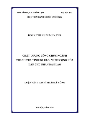 Luận văn chất lượng công chức ngành thanh tra tỉnh bo keo nước chdcnd lào