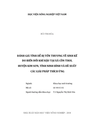 Luận văn đánh giá tính dễ bị tổn thương về sinh kế do biến đổi khí hậu tại xã cồn thoi huyện kim sơn tỉnh ninh bình và đề xuất các giải pháp thích ứng