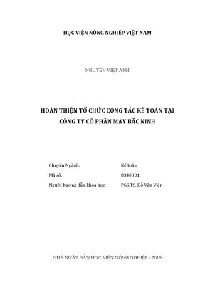 Luận văn hoàn thiện tổ chức công tác kế toán tại công ty cổ phần may bắc ninh