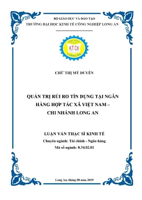 Luận văn quản trị rủi ro tín dụng tại ngân hàng hợp tác xã việt nam chi nhánh long an