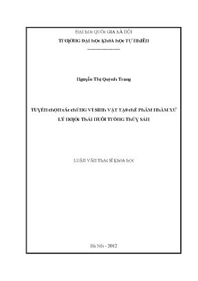 Luận văn thạc sĩ tuyển chọn các chủng vi sinh vật tạo chế phẩm nhằm xử lý nước thải nuôi trồng thủy sản vnu lvts09