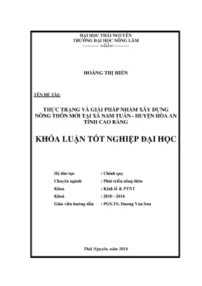 Luận văn thực trạng và giải pháp nhằm xây dựng nông thôn mới tại xã nam tuấn huyện hoà an tỉnh cao bằng