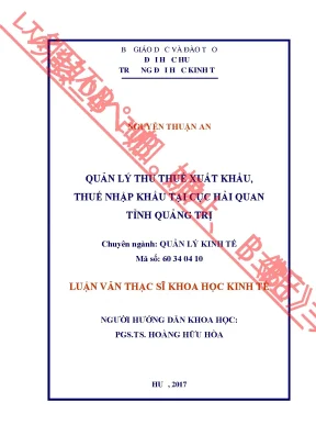 Luận văn quản lý thu thuế xuất khẩu thuế nhập khẩu tại cục hải quan tỉnh quảng trị min