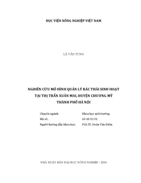 Luận văn nghiên cứu mô hình quản lý rác thải sinh hoạt tại thị trấn xuân mai huyện chương mỹ thành phố hà nội