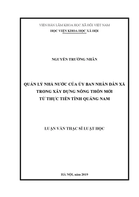 Quản lý nhà nước của ủy ban nhân dân xã trong xây dựng nông thôn mới từ thực tiễn tỉnh quảng nam