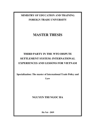 Luận văn third party in the wto dispute settlement system international experiences and lessons for vietnam
