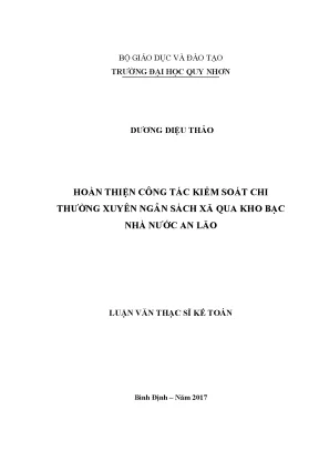 Luận văn hoàn thiện công tác kiểm soát chi thường xuyên ngân sách xã qua kbnn huyện an lão