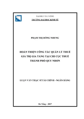 Luận văn hoàn thiện công tác quản lý thuế giá trị gia tăng tại chi cục thuế thành phố quy nhơn