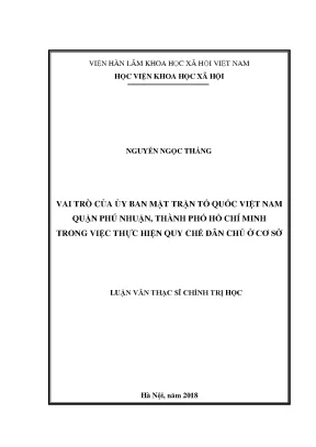 Vai trò của ủy ban mặt trận tổ quốc việt nam quận phú nhuận thành phố hồ chí minh trong việc thực hiện quy chế dân chủ ở cơ sở