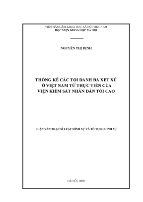 Luận văn thống kê các tội danh đã xét xử ở việt nam từ thực tiễn của viện kiểm sát nhân dân tối cao
