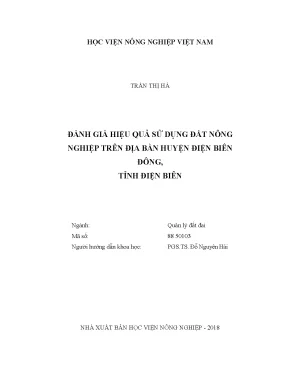 Luận văn đánh giá hiệu quả sử dụng đất nông nghiệp trên địa bàn huyện điện biên đông tỉnh điện biên