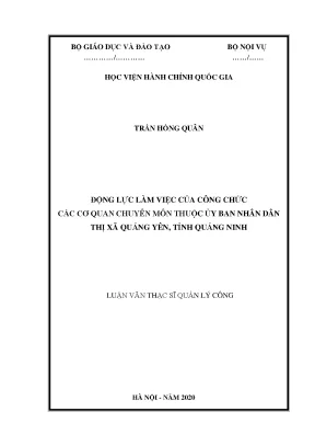 Luận văn động lực làm việc của công chức các cơ quan chuyên môn thuộc ubnd thị xã quảng yên tỉnh quảng ninh