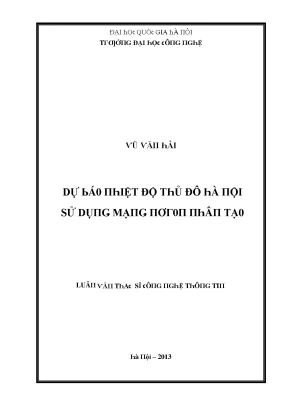 Luận văn dự báo nhiệt độ thủ đô hà nội sử dụng mạng nơron nhân tạo