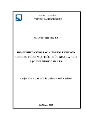 Luận văn hoàn thiện công tác kiểm soát chi vốn chương trình mục tiêu quốc gia qua kho bạc nhà nước đắk lắk