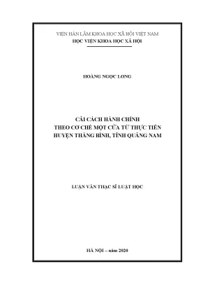 Luận văn cải cách hành chính theo cơ chế một cửa từ thực tiễn huyện thăng bình tỉnh quảng nam