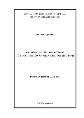 Luận văn trả hồ sơ để điều tra bổ sung từ thực tiễn tòa án nhân dân tỉnh bình định