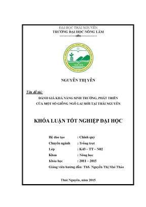 Luận văn đánh giá khả năng sinh trưởng phát triển của một số giống ngô lai mới tại thái nguyên
