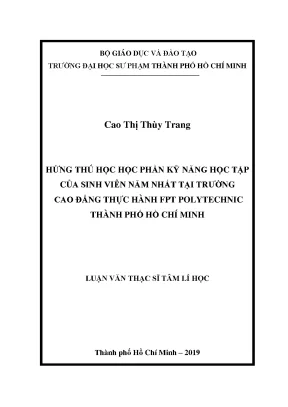 Luận văn hứng thú học học phần kỹ năng học tập của sinh viên năm nhất tại trường cao đẳng thực hành fpt