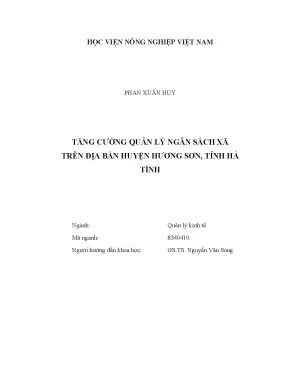 Luận văn tăng cường quản lý ngân sách xã trên địa bàn huyện hương sơn tỉnh hà tĩnh