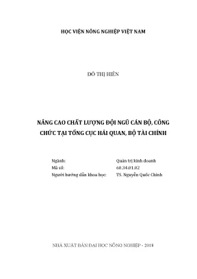 Luận văn nâng cao chất lượng đội ngũ cán bộ công chức tại tổng cục hải quan bộ tài chính