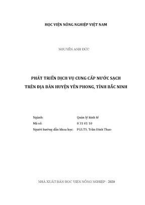 Phát triển dịch vụ cung cấp nước sạch trên địa bàn huyện yên phong tỉnh bắc ninh