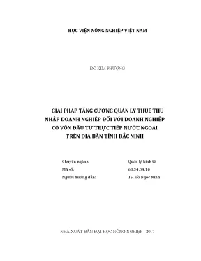 Luận văn giải pháp tăng cường quản lý thuế thu nhập doanh nghiệp đối với doanh nghiệp có vốn đầu tư trực tiếp nước ngoài trên địa bàn tỉnh bắc ninh