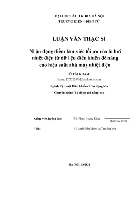 Nhận dạng điểm làm việc tối ưu của lò hơi nhiệt điện từ dữ liệu điều khiển để nâng cao hiệu suất nhà máy nhiệt điện