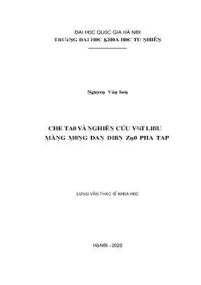 Luận văn thạc sĩ chế tạo và nghiên cứu vật liệu màng mỏng dẫn điện zno pha tạp