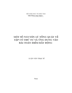 Một số nguyên lý tổng quát về tập có thứ tự và ứng dụng vào bài toán điểm bất động