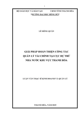 Giải pháp hoàn thiện công tác quản lý tài chính tại cục dự trữ nhà nước khu vực thanh hóa