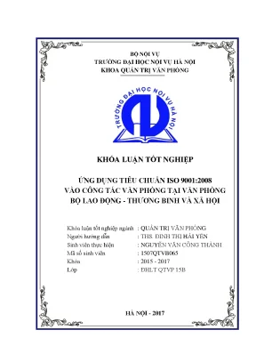 Luận văn ứng dụng tiêu chuẩn iso 9001 2008 vào công tác văn phòng bộ lao động thương binh và xã hội