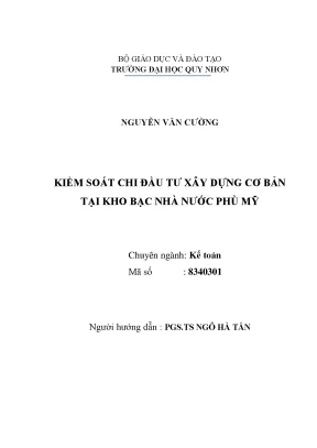 Luận văn kiểm soát chi đầu tư xây dựng cơ bản tại kho bạc nhà nước phù mỹ