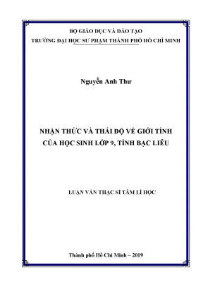 Luận văn nhận thức và thái độ về giới tính của học sinh lớp 9 tỉnh bạc liêu