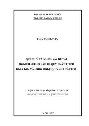 Luận văn quản lý tài chính các đề tài nghiên cứu cơ bản do quỹ phát triển khoa học và công nghệ quốc gia tài trợ